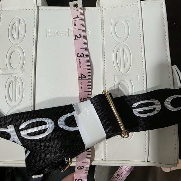 Bebe White Tote Shoulder Bag with Black Strap - Picture 14 of 14